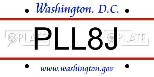 PLL8J District Of Columbia License Plate