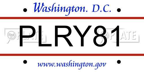PLRY81 District Of Columbia License Plate