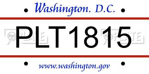 PLT1815 District Of Columbia License Plate