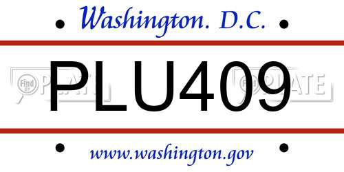 PLU409 District Of Columbia License Plate