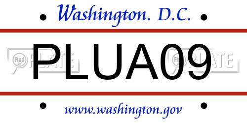 PLUA09 District Of Columbia License Plate