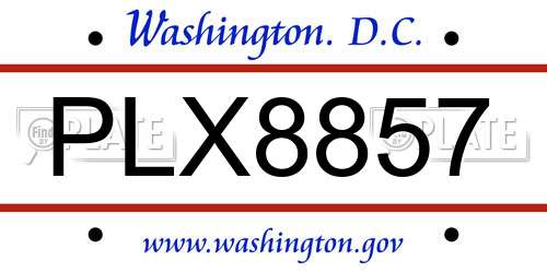 PLX8857 District Of Columbia License Plate