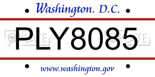 PLY8085 District Of Columbia License Plate