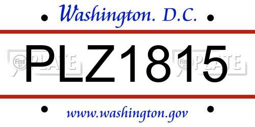 PLZ1815 District Of Columbia License Plate
