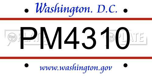 PM4310 District Of Columbia License Plate