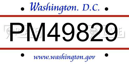 PM49829 District Of Columbia License Plate