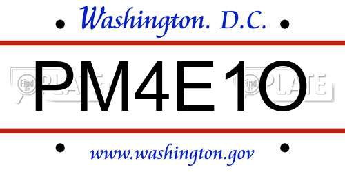 PM4E1O District Of Columbia License Plate