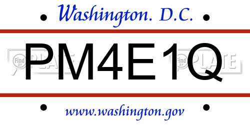 PM4E1Q District Of Columbia License Plate