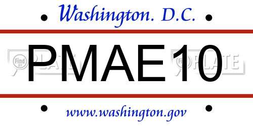 PMAE10 District Of Columbia License Plate