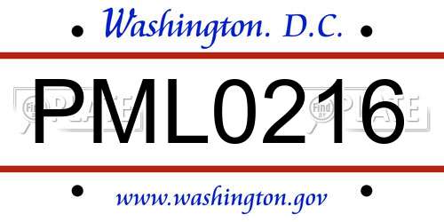 PML0216 District Of Columbia License Plate