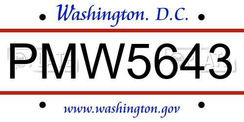 PMW5643 District Of Columbia License Plate