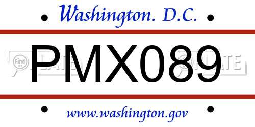 PMX089 District Of Columbia License Plate