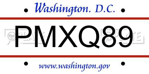 PMXQ89 District Of Columbia License Plate