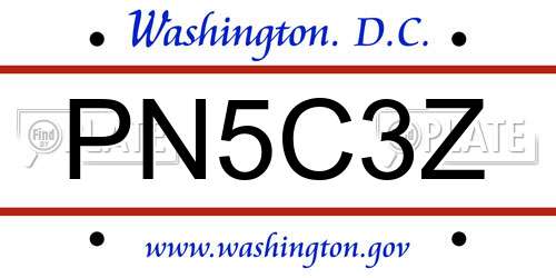 PN5C3Z District Of Columbia License Plate