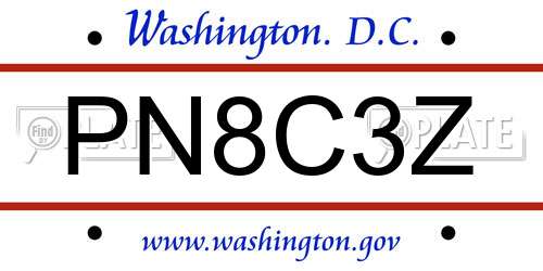 PN8C3Z District Of Columbia License Plate