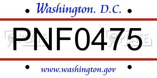 PNF0475 District Of Columbia License Plate