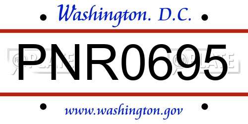 PNR0695 District Of Columbia License Plate