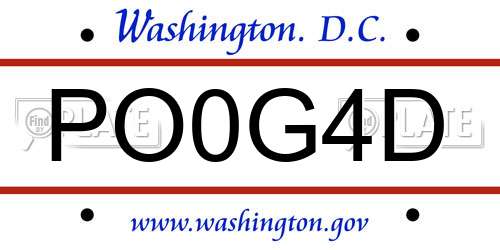 PO0G4D District Of Columbia License Plate
