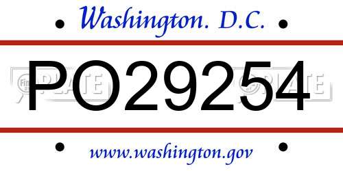PO29254 District Of Columbia License Plate