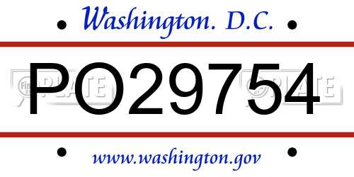 PO29754 District Of Columbia License Plate