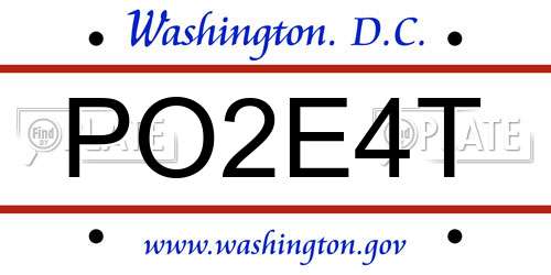 PO2E4T District Of Columbia License Plate