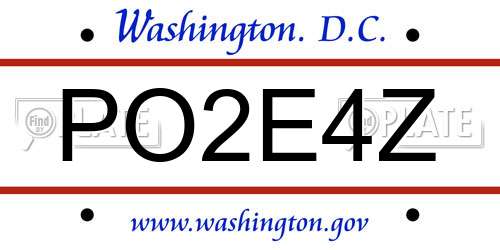 PO2E4Z District Of Columbia License Plate