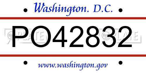 PO42832 District Of Columbia License Plate