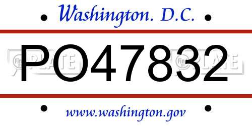 PO47832 District Of Columbia License Plate