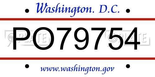 PO79754 District Of Columbia License Plate
