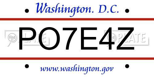 PO7E4Z District Of Columbia License Plate