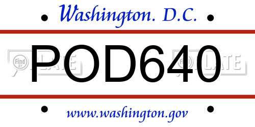 POD640 District Of Columbia License Plate