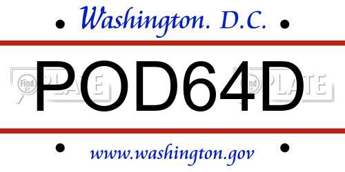 POD64D District Of Columbia License Plate