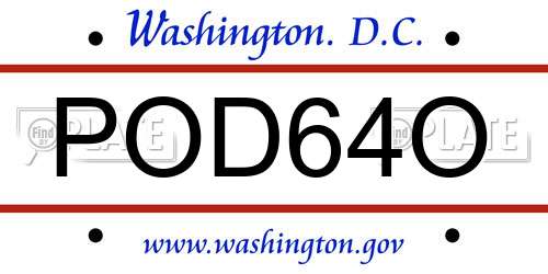 POD64O District Of Columbia License Plate
