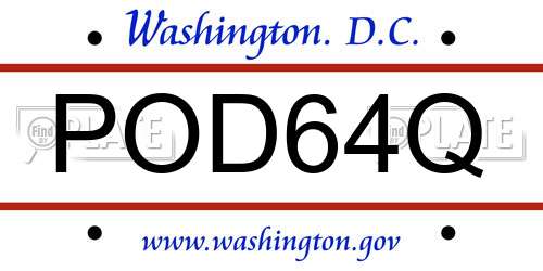 POD64Q District Of Columbia License Plate