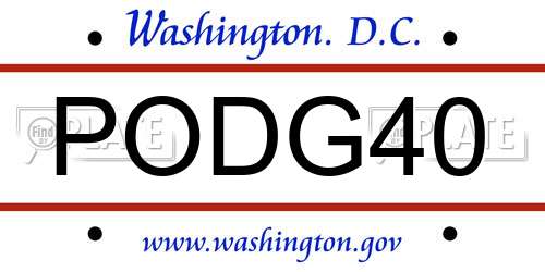 PODG40 District Of Columbia License Plate