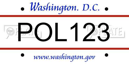 POL123 District Of Columbia License Plate