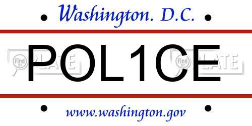 POL1CE District Of Columbia License Plate