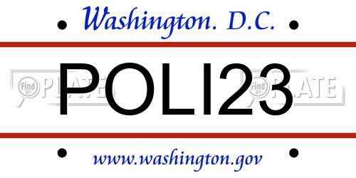 POLI23 District Of Columbia License Plate