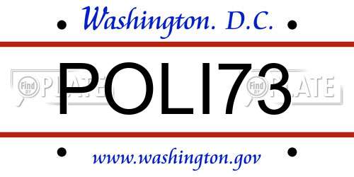 POLI73 District Of Columbia License Plate
