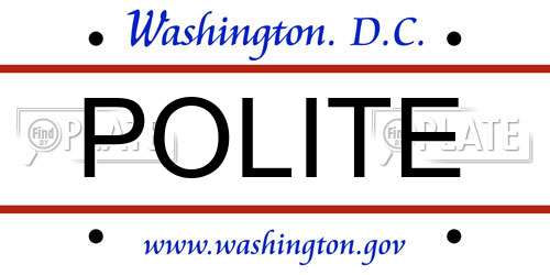 POLITE District Of Columbia License Plate