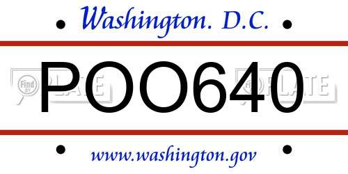 POO640 District Of Columbia License Plate