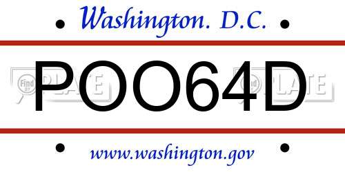 POO64D District Of Columbia License Plate