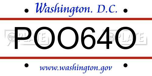 POO64O District Of Columbia License Plate