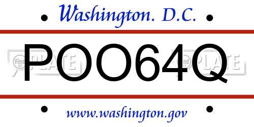POO64Q District Of Columbia License Plate