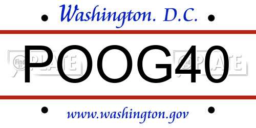 POOG40 District Of Columbia License Plate