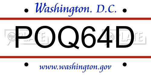 POQ64D District Of Columbia License Plate