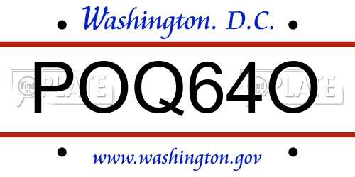 POQ64O District Of Columbia License Plate