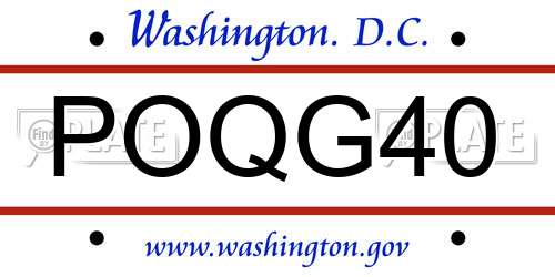 POQG40 District Of Columbia License Plate