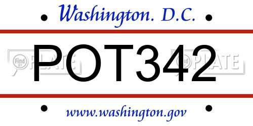 POT342 District Of Columbia License Plate