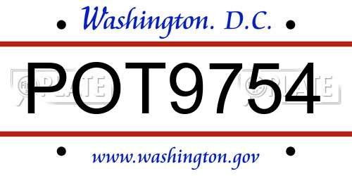 POT9754 District Of Columbia License Plate